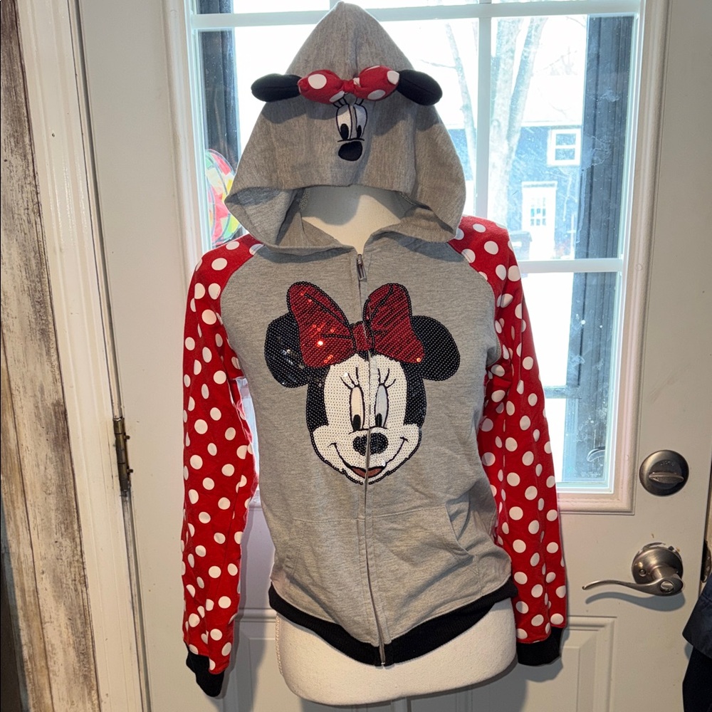 Disney Minnie Mouse Kids Hoodie - Gray and Red